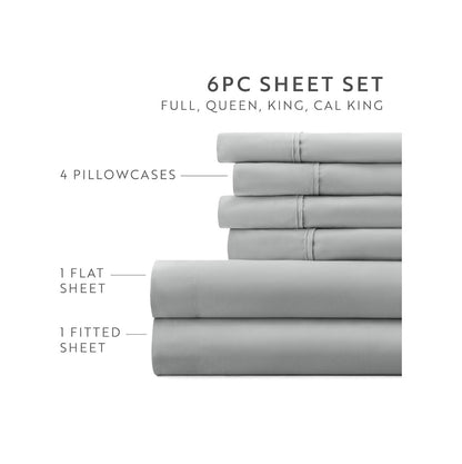 Linen Market 6 Piece Bed Sheet Set (Light Gray) (New)
