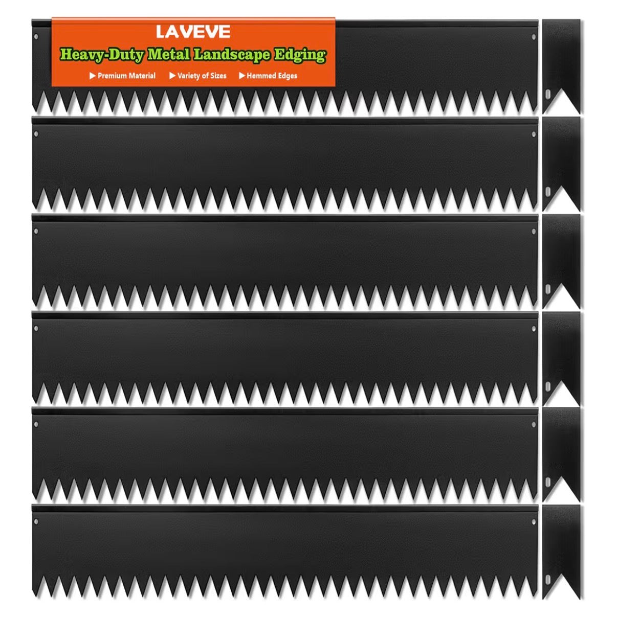 LAVEVE Landscape Edging Galvanized Steel Black Hammer-in Metal Garden Edging Border with Clips, Suitable for Garden Fence, Paver Edging, Lawn and Yard (New in Box)