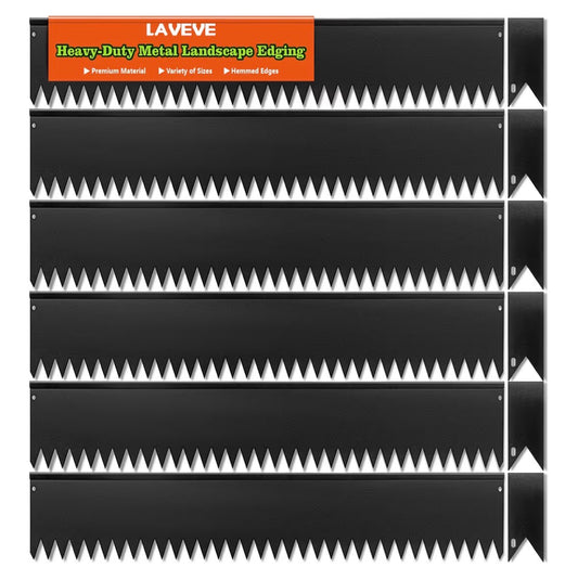 LAVEVE Landscape Edging Galvanized Steel Black Hammer-in Metal Garden Edging Border with Clips, Suitable for Garden Fence, Paver Edging, Lawn and Yard (New in Box)