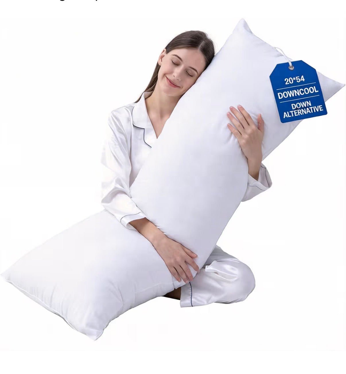 Downcool Large Pillow Insert Breathable Full Body Pillow for Side Sleeper Soft Long Bed Pillow for Adults 20 Inch X 54 Inch (White) (New in Package)