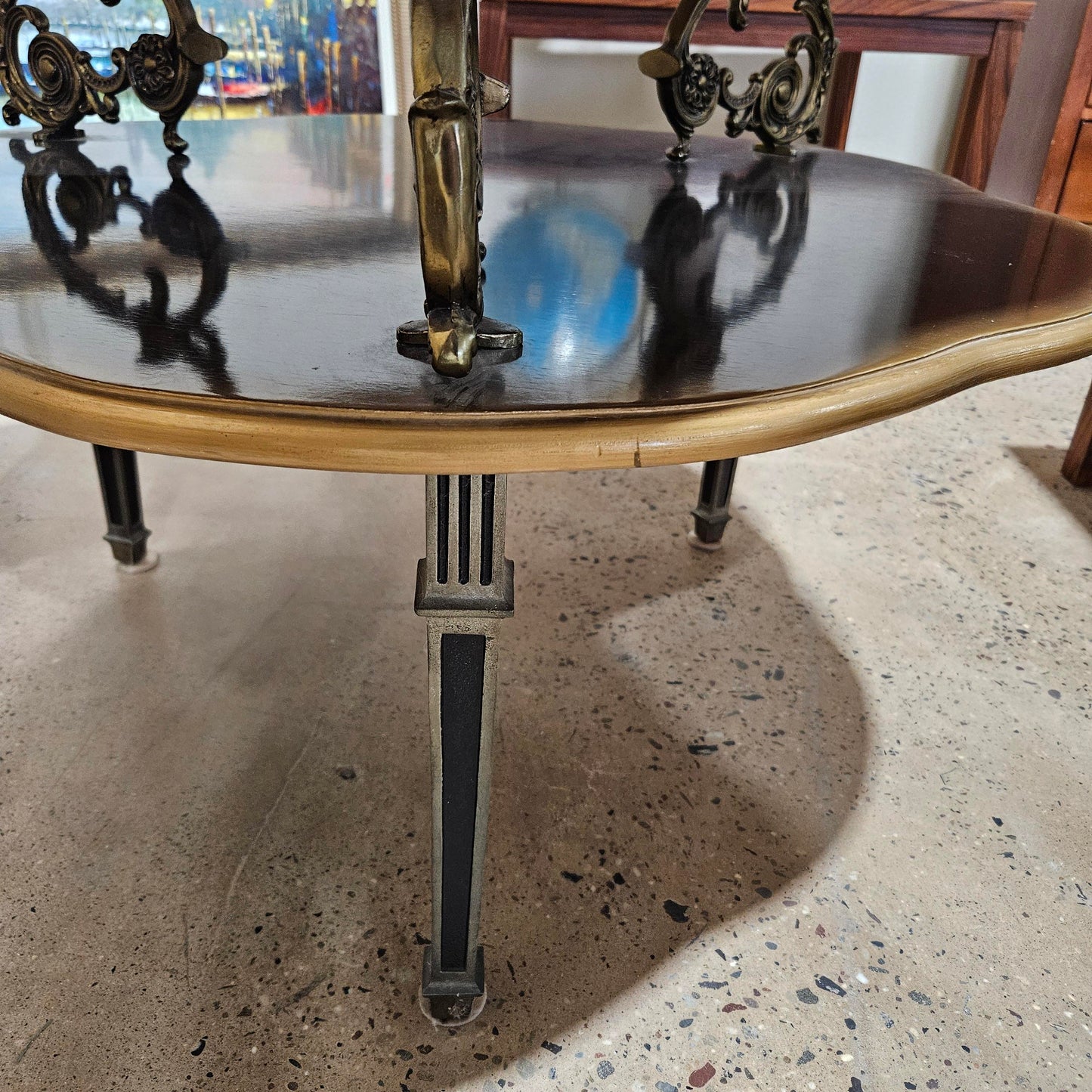 Polished Black Accent Table Brutalist Era