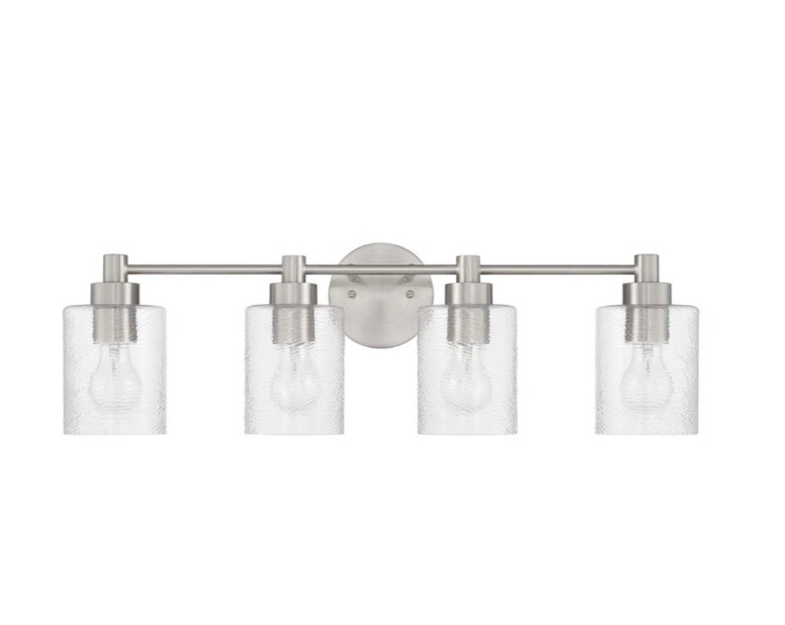 Lyndsey 28.25 inch 4 light brushed nickel transitional bathroom vanity light