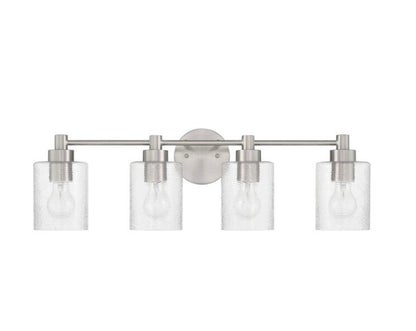 Lyndsey 28.25 inch 4 light brushed nickel transitional bathroom vanity light