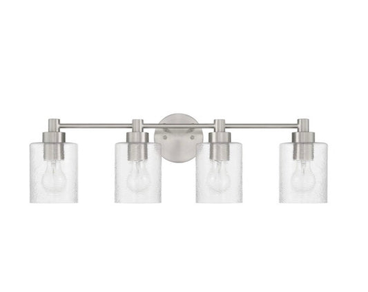 Lyndsey 28.25 inch 4 light brushed nickel transitional bathroom vanity light