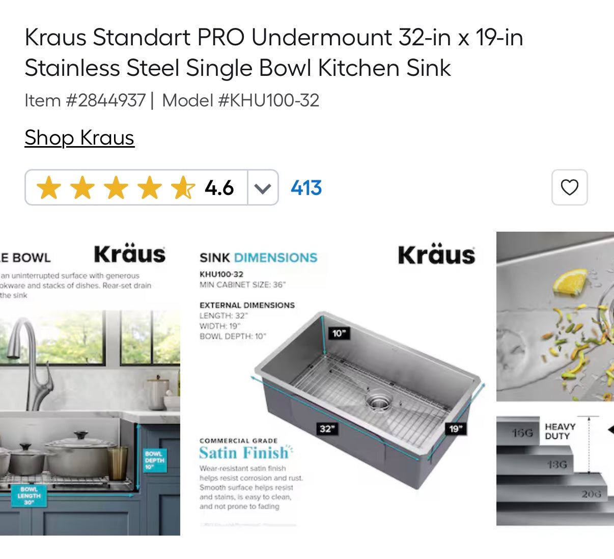 Kraus Standart PRO Undermount Stainless Steel Kitchen Sink