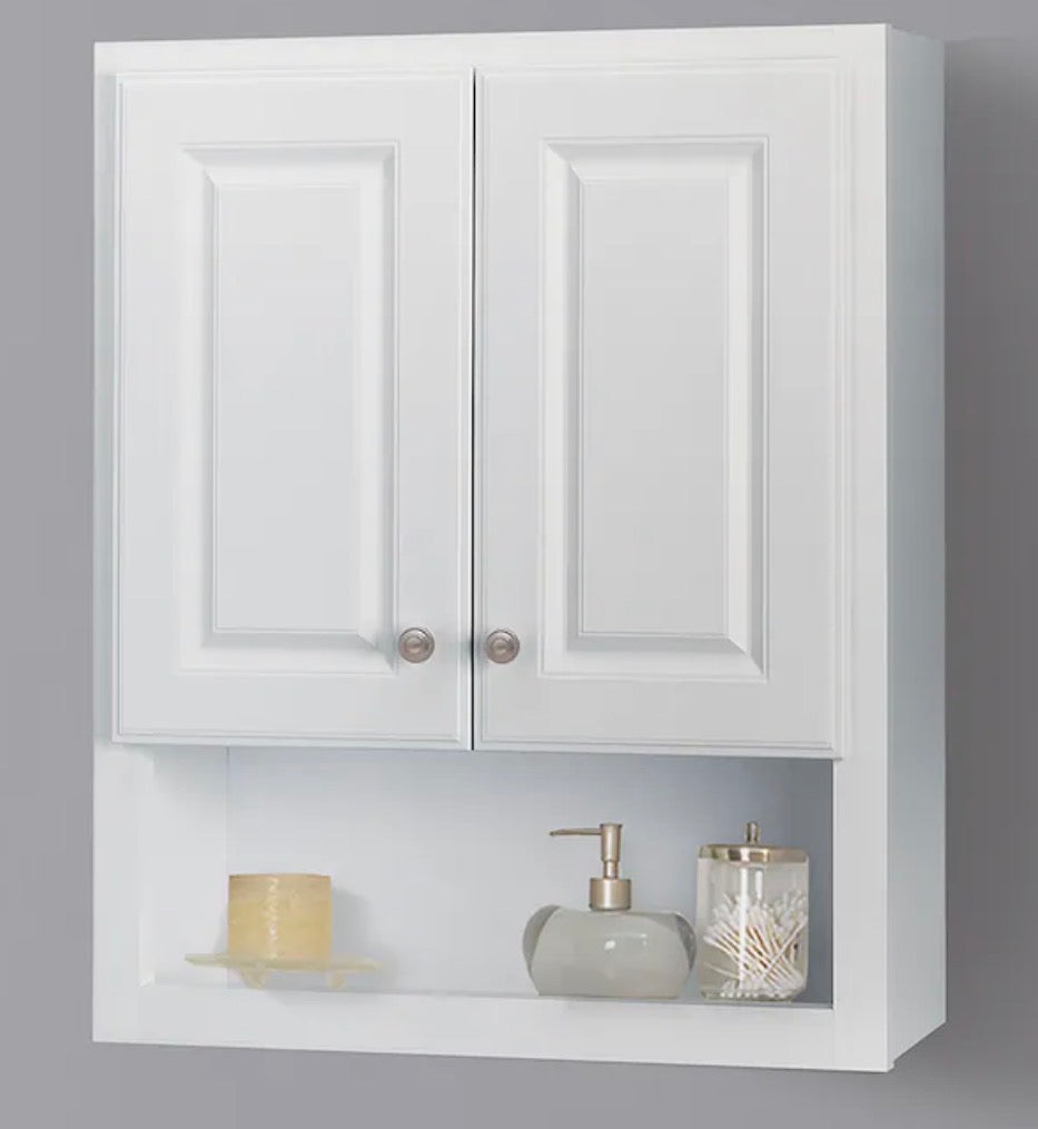 Project Source 23.25 inch X 28 inch X 7 inch True White Bathroom Wall Cabinet