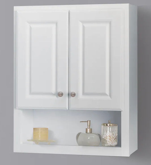Project Source 23.25 inch X 28 inch X 7 inch True White Bathroom Wall Cabinet