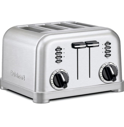 Cuisinart 4 slice compact stainless steel toaster with extra-wide slots for bread, French toast, bagels & pastries