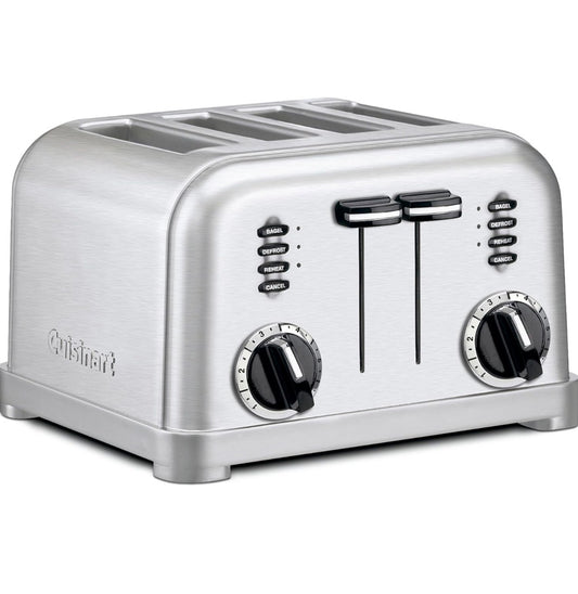 Cuisinart 4 slice compact stainless steel toaster with extra-wide slots for bread, French toast, bagels & pastries