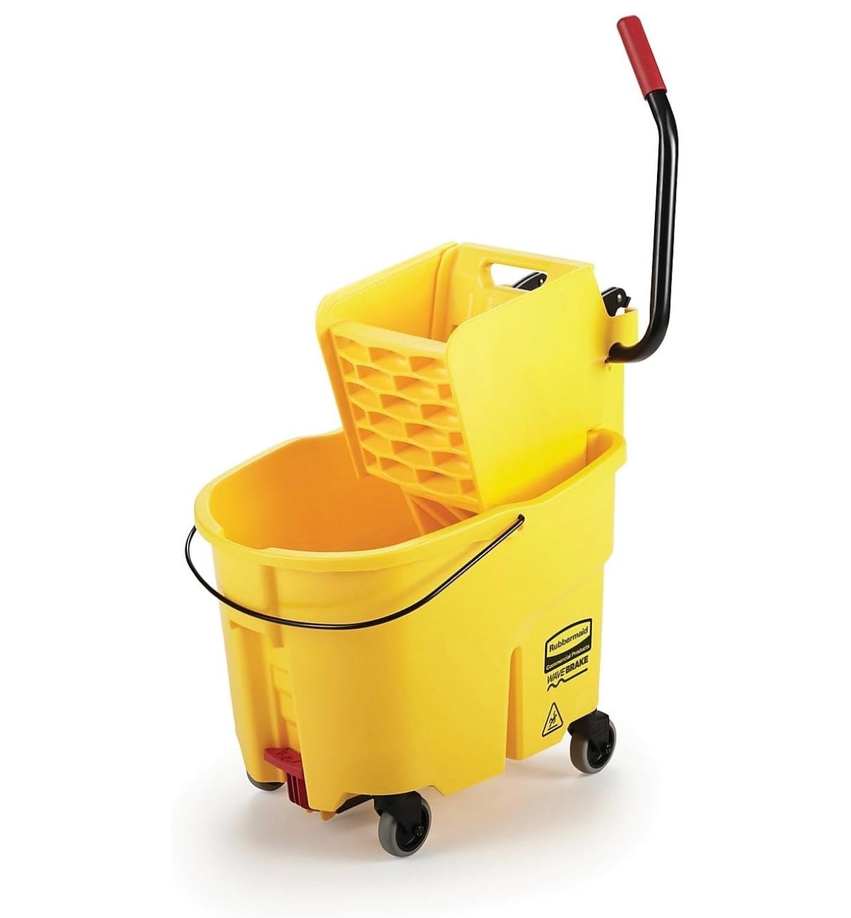 Rubbermaid Commercial 35 Qt WaveBrake 2.0 Side-Press Mopping Bucket and Wringer with Foot Pedal Drain for Professional/Industrial/Business Heavy Duty Floor Cleaning (Yellow) (New in Box)