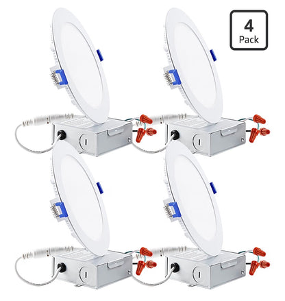 Torchstar 4 Pack 6 Inch Ultra-Thin LED Recessed Light, 2700K 12W 100W Eqv. Dimmable Slim LED Downlight with Junction Box, ETL and Energy Star Certified Soft White (New in Box)
