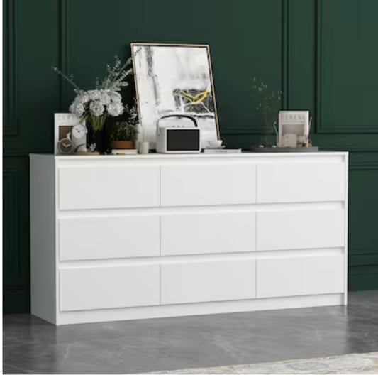 FUFU&GAGA White 9 Drawer 63 Inch Width Standard Dresser