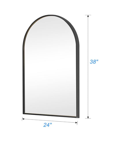 Wall Mounted Mirror 38 Inch X 24 Inch Bathroom Mirror Arched Window Mirror for Wall, Arched Top Mirror with Metal Frame, Vanity Mirror for Living Room or Bedroom (Black) (New in Box)