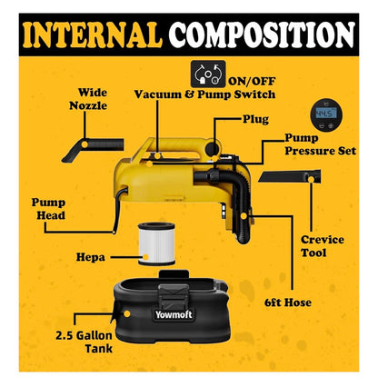 3-in-1 Shop Vac Cordless & Corded, Versatile Power Supply with Tire Inflator and Blower Functions