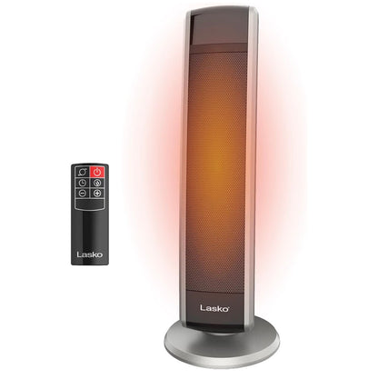Lasko 29 Inch Ceramic Tower Space Heater with Remote Control 1500W Widespread Oscillation, 2 Heat Settings, Portable Heater for Indoor Use, Bedroom, Office, Timer, Overheat Protection (Black) (New in Box)