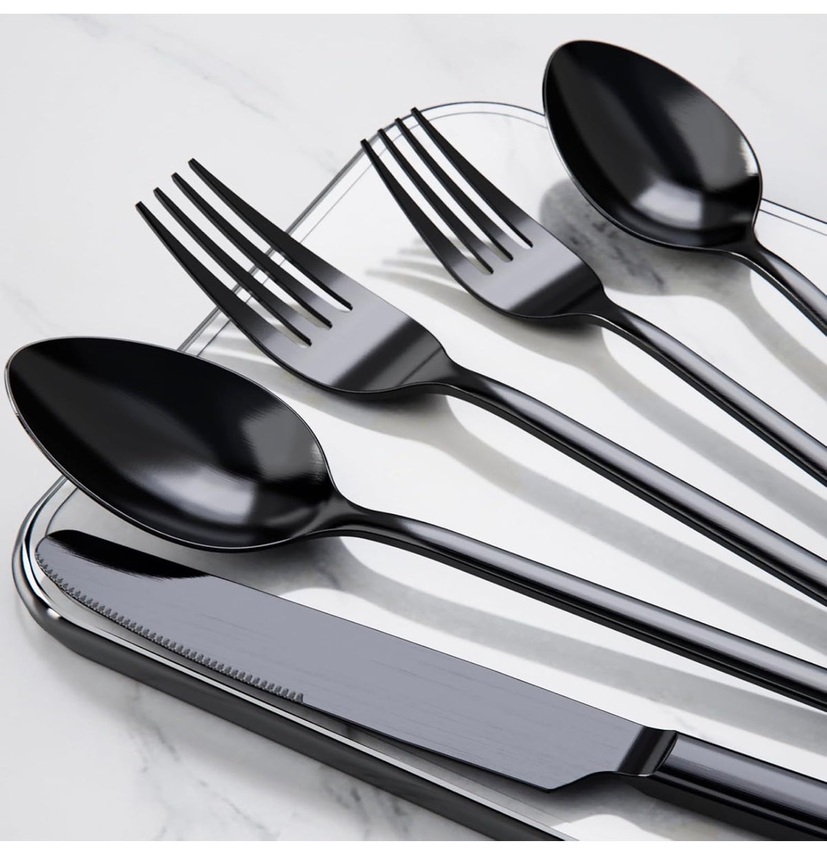 Black Silverware Set, 40 Piece Flatware Set for 8, 18/10 Stainless Steel Cutlery Set for Home Kitchen and Restaurant (New in Box)
