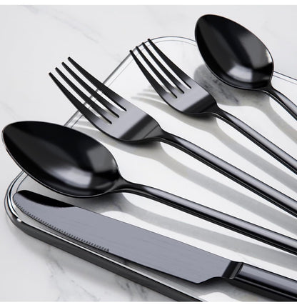 Black Silverware Set, 40 Piece Flatware Set for 8, 18/10 Stainless Steel Cutlery Set for Home Kitchen and Restaurant (New in Box)