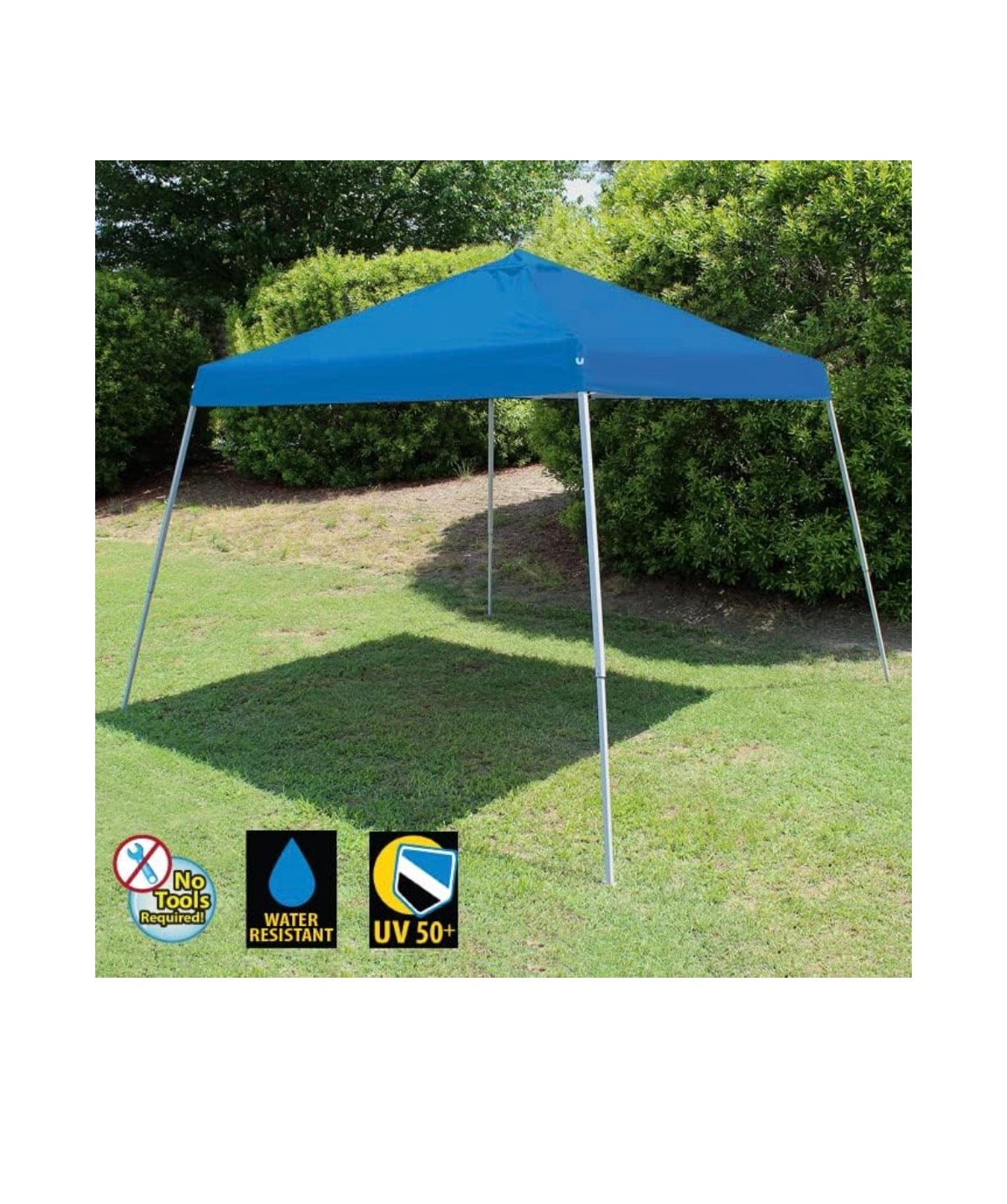 10 Ft. X 10 Ft. Instant Pop Up Tent with Ropes and Stakes (Blue) (New in Box)