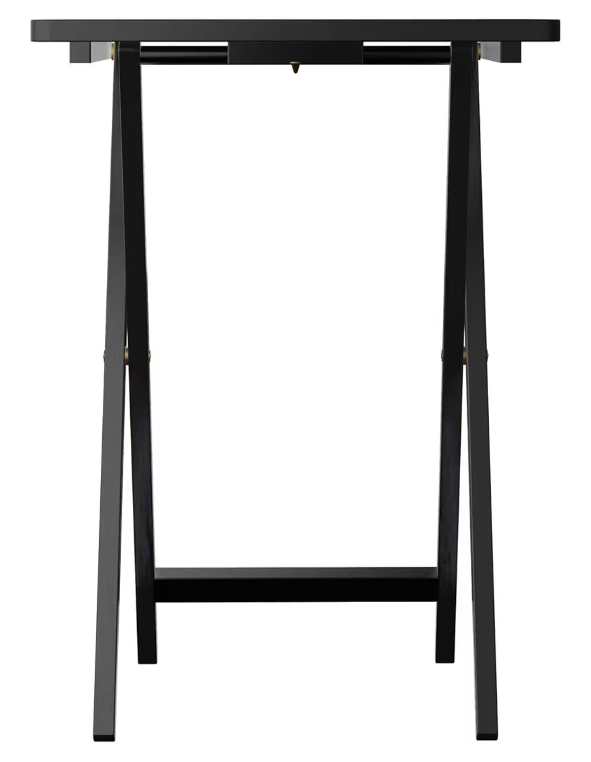 Winsome Alex Set of 4 Foldable Snack Tables with Storage Rack, Easy to Store Portable Fold Up Table Set for Kitchen, Living Room Tv Dining, Crafts, Puzzle, Work from Home 15"X19"X26" (Black)