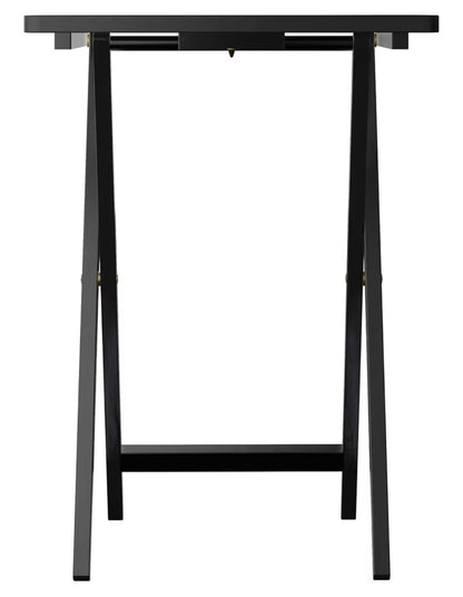 Winsome Alex Set of 4 Foldable Snack Tables with Storage Rack, Easy to Store Portable Fold Up Table Set for Kitchen, Living Room Tv Dining, Crafts, Puzzle, Work from Home 15"X19"X26" (Black)