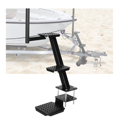 Heavy Duty Boat Trailer Steps with Safety Handle, Non-Slip Surface, Boat Trailer Steps for the Tongue, 3 Step Trailer Step