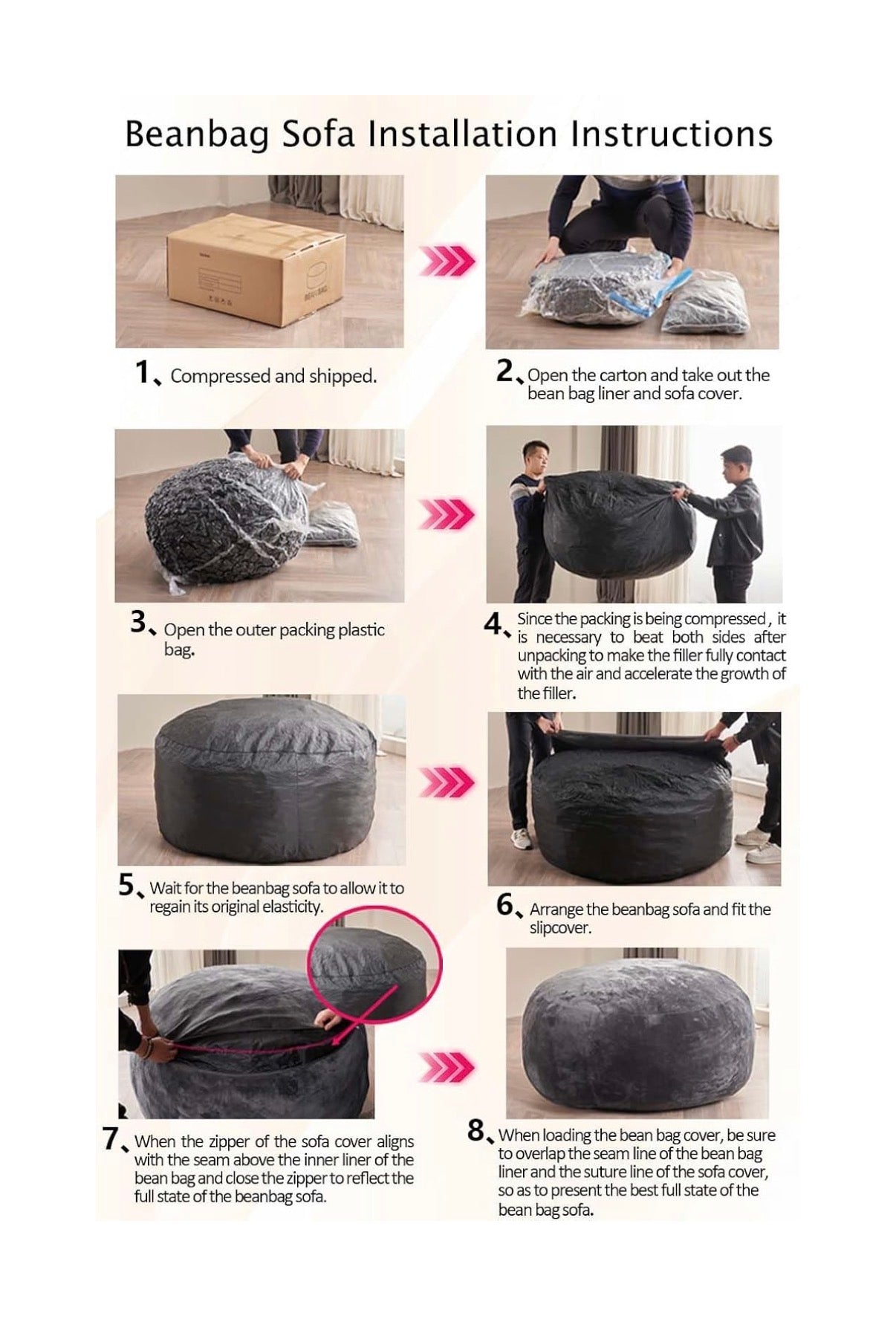 Big Bean bag Chair 4Ft. Memory Foam for Adults, Giant Lounge memory Foam Filler, Removable Washable Flannel Cover, Bean Bag Lounge Seat for Bedroom Living Room Adults/Kids (New in Box) (Black)