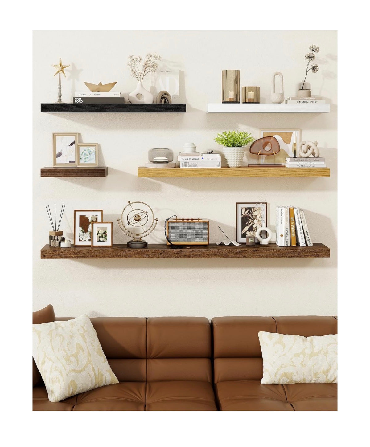 Marsmiles 30 Inch Floating Shelves for Wall, Wooden Shelves with Invisible Brackets Set of Two, Rustic Farmhouse Wall Mounted Shelf for Kitchen Bathroom Living Room, Study (Black) (New in Box)
