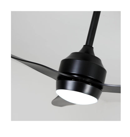 52 Inch Matte Black/Black Downrod Mount Modern 6 Speed Reversible Ceiling Fan w/ LED Light Remote Control, Downrod, Timer (New in Box)
