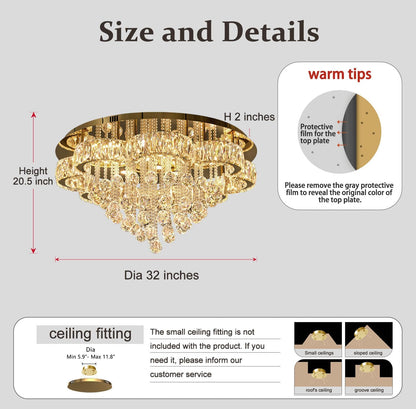 Flashing God 32" W Crystal Chandelier