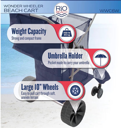 Rio Beach Wonder Wheeler Deluxe Beach, Lawn and Utility Foldable Cart