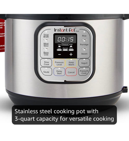 Instant Pot Duo 7-in-1 Mini Electric Pressure Cooker, Slow Rice Cooker, Steamer, Saute, Yogurt Maker, Warmer & Sterilizer Stainless Steel 3 Quart (New in Box)