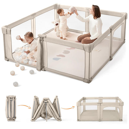 SweeBy Foldable Playpen, 59x59 Inch with Baby Gate