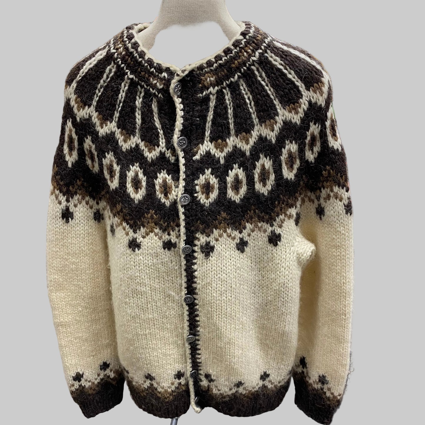 Men's Large Iceland Sweater Hand Knitted 100% Pure Wool