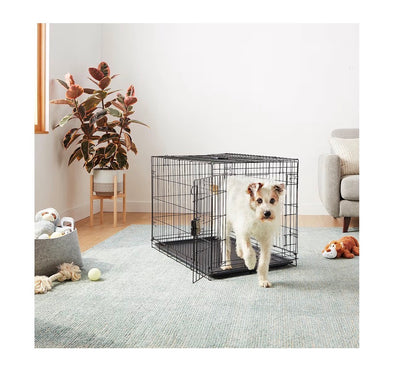Amazon Basics Portable Metal Wire Dog Crate with Removable Tray, Single Door with Divider Panel, Foldable, Collapsible, Easy to Assemble & Clean 36 Inch X 23 Inch X 25 Inch (Black) (New in Box)