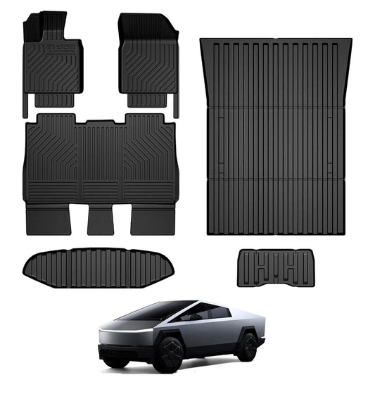 Floor Mats for 2023-2026 Tesla Cybertruck Accessories Full Coverage Set with Cargo Liner, Odorless & Durable, All Weather Protection, 3D Laser Fit, Easy to Spray Clean (Black) (New in Box)