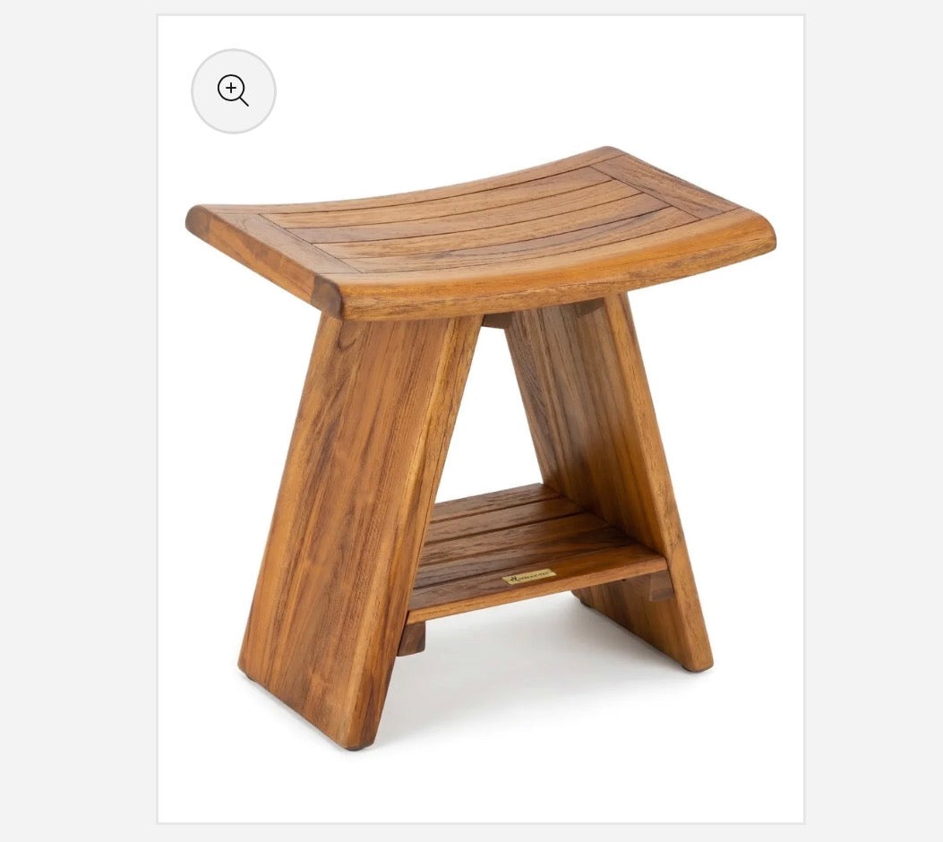 Teak Shower Stool with Shelf (New in Box)