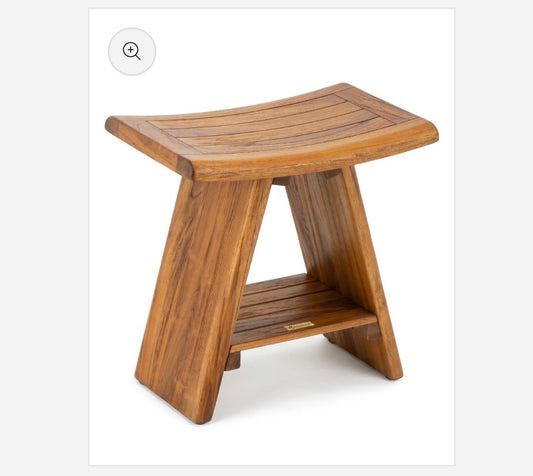 Teak Shower Stool with Shelf (New in Box)
