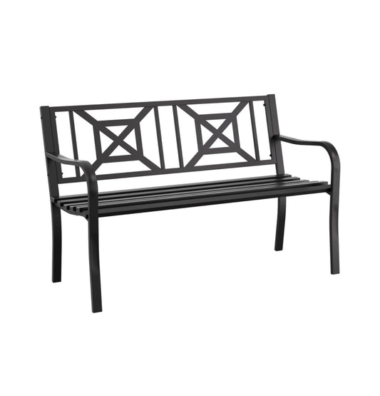 Outdoor Bench Garden Bench Patio Bench, Weatherproof Anti-Rust metal Powder Coated Frame Park Bench, for Yard & Porch & Park (New in Box)