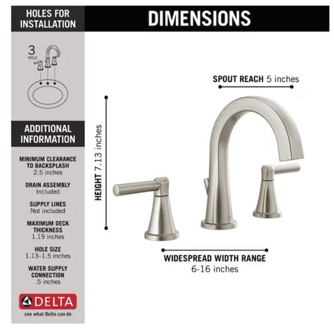 Delta Becker Two Handle Widespread Bathroom Faucet