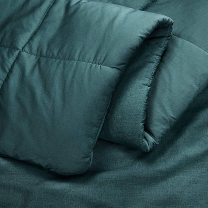 King/California King Heavyweight Linen Blend Comforter & Shame Set Dark Teal Blue - Casaluna Woven Rayon, Zipper Closure (New in Package)