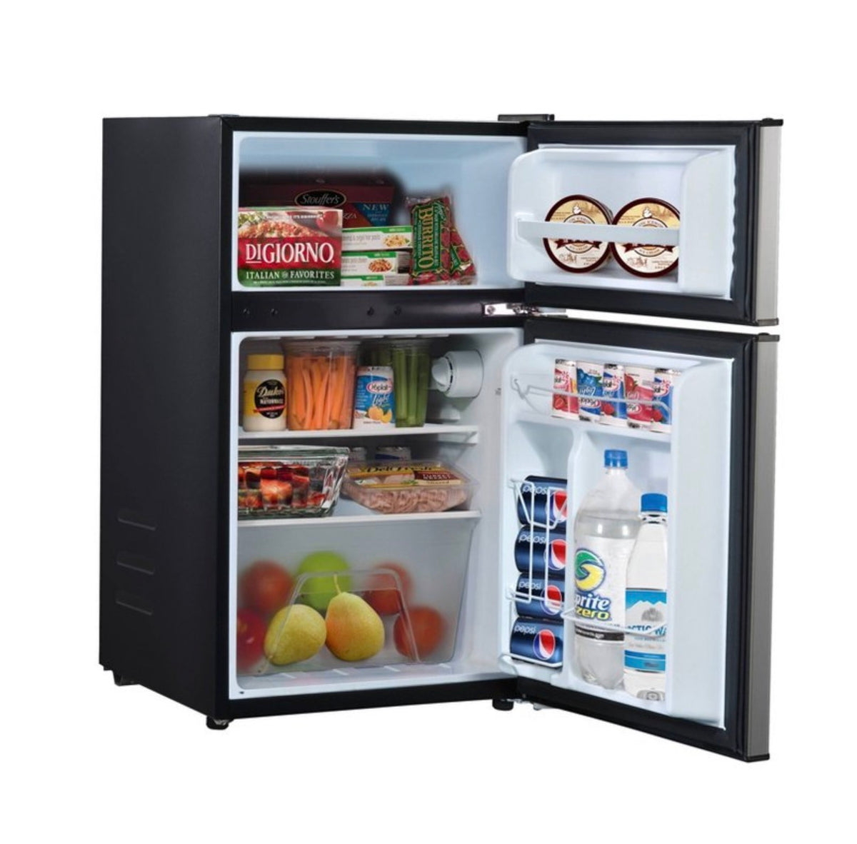 Whirlpool 3.1 Cu Ft. Mini Refrigerator Stainless Steel Energy Star Certified Dorm Fridge, Reversible Door, 2 Shelves (New in Box)