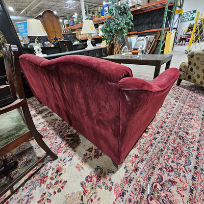 Maroon Suede Sofa