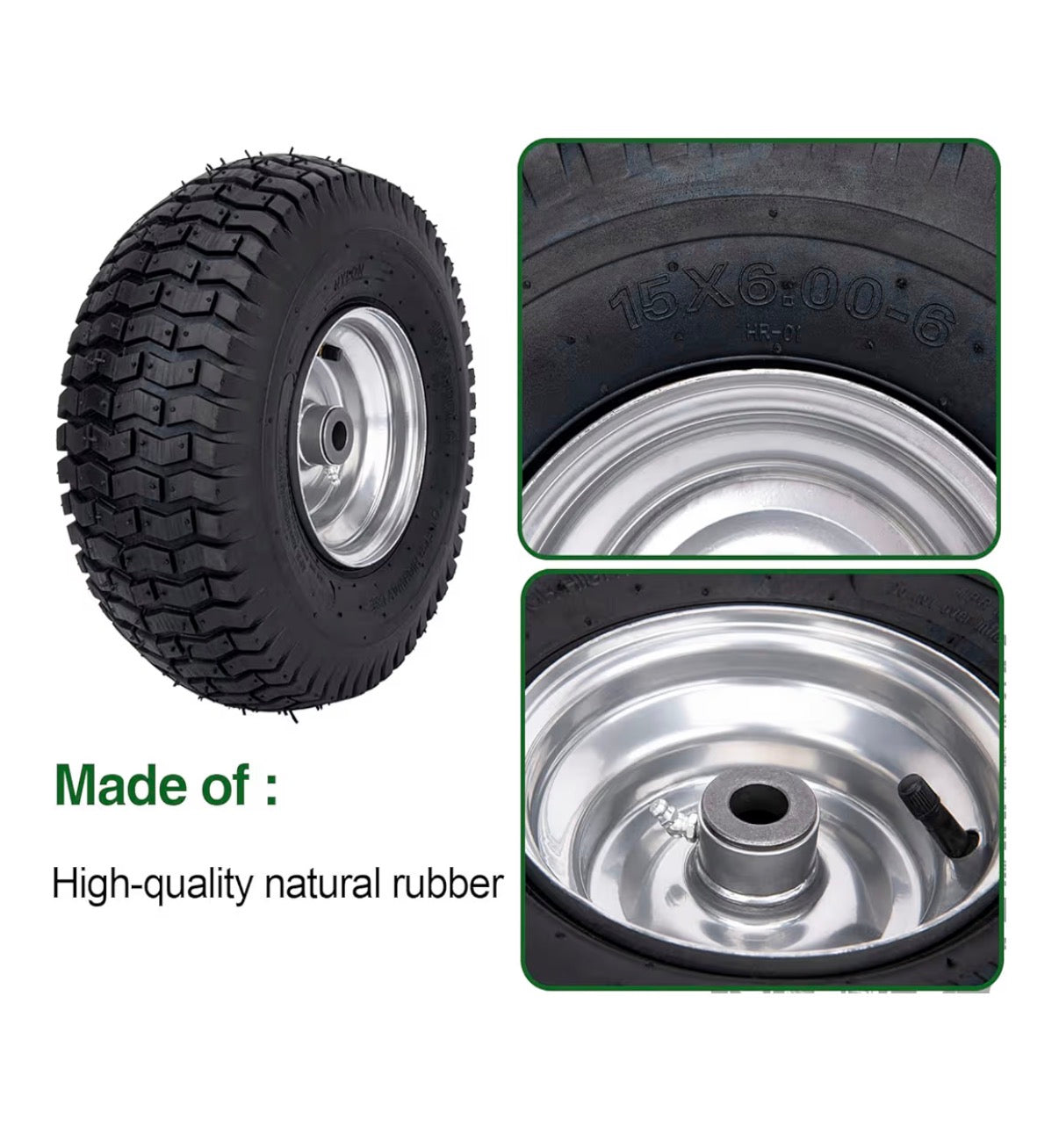 15 X 6.00-6 Lawn Mower Tire and Wheel Front Tire Compatible with John Deere Craftsman Husqvarna Riding Mowers Lawn Tractors (New in Box)