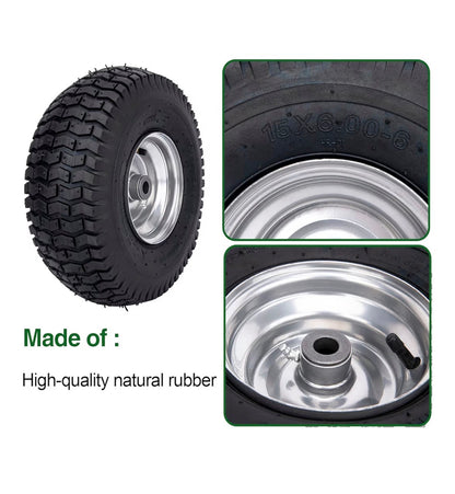 15 X 6.00-6 Lawn Mower Tire and Wheel Front Tire Compatible with John Deere Craftsman Husqvarna Riding Mowers Lawn Tractors (New in Box)