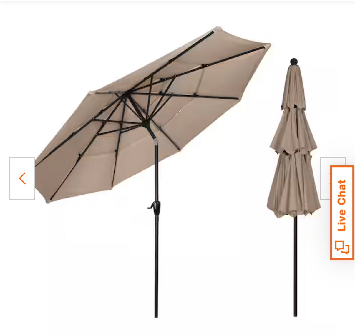 10 ft. Steel Market Patio Umbrella with 3-Tiered Sunshade and Push Button Tilt and Easy-Open Crank (Beige) New in Box