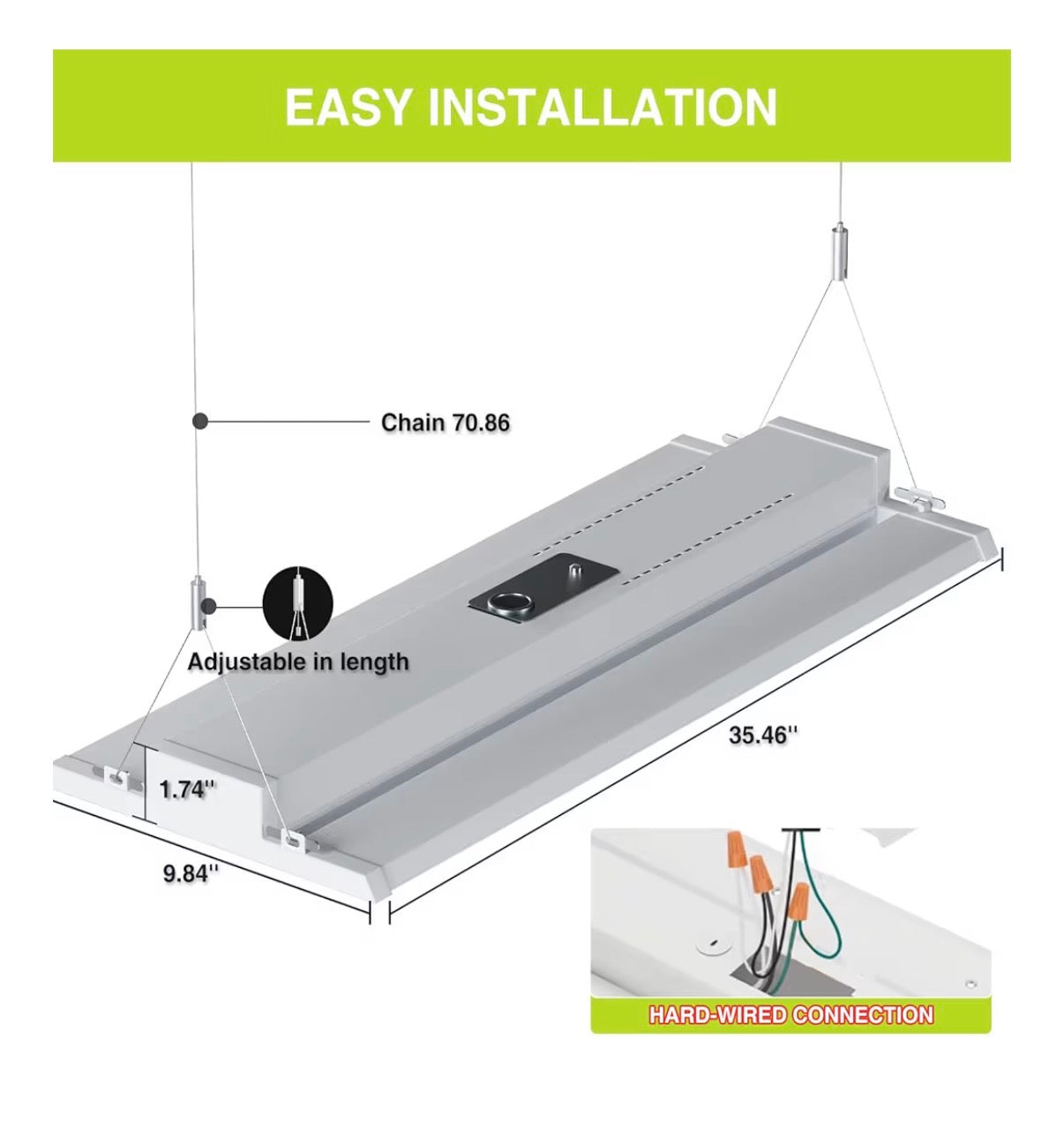 300W LED Linear High Bay Shop Light with Motion Sensor, Large Central Lighting Area, 45000LM, 120-277V, 0-10V, 5000K, Commercial Linear high Bay LED Shop Lights for Warehouse Industrial Garage (New in Box)