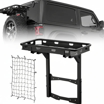 (New)  EYOUHZ for Wrangler JL Spare Tire Cargo Rack Rear Luggage Basket on OE Tailgate