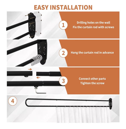 Partition Curtain Rod U Shaped Curtain Rod 6.56 Feet