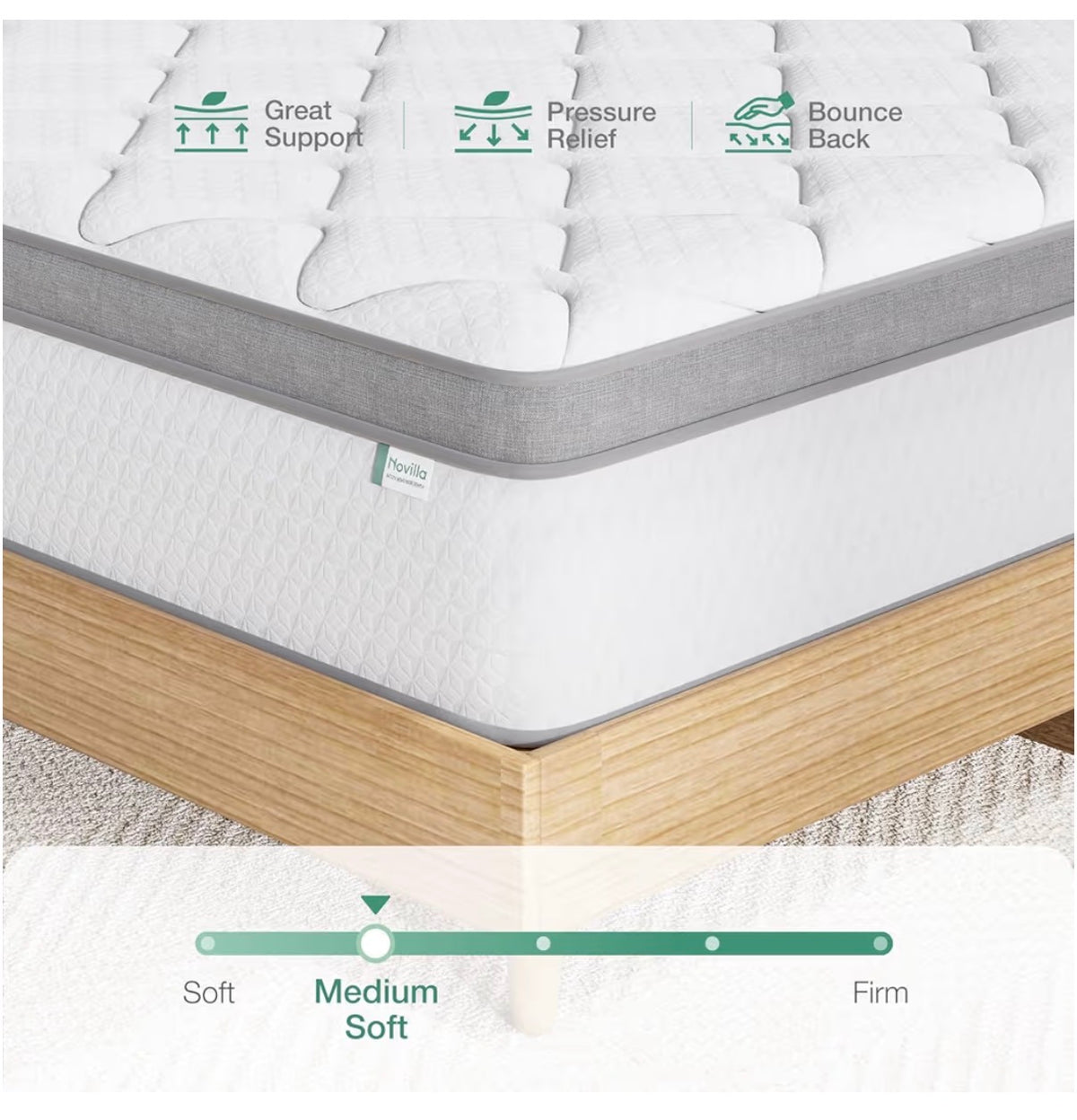 Novilla Twin Size Mattress, 10 Inch Hybrid Mattress in a Box, Comfort Sleep Pocket Innerspring Pillow Top Mattresses for Motion Isolation, Pressure Relief & Edge Support, Medium Firm, CertiPUR-US (New in Box)