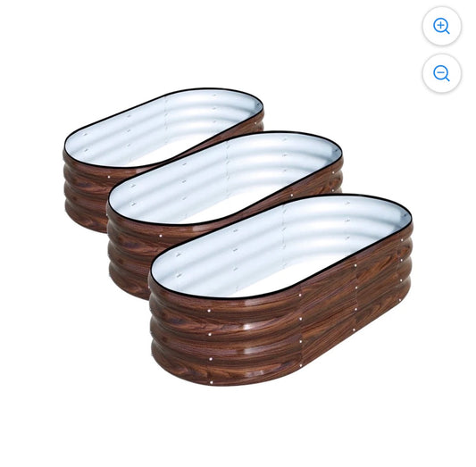SnugNiture Galvanized Raised Garden Bed Outdoor, 3 Pieces 4 X 2 X 1 ft Metal Planter Box (Brown) (New in Box)